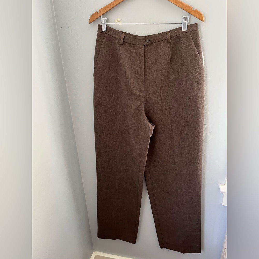 Liz Claiborne Women's Brown Straight Leg Pants, high rise tall length